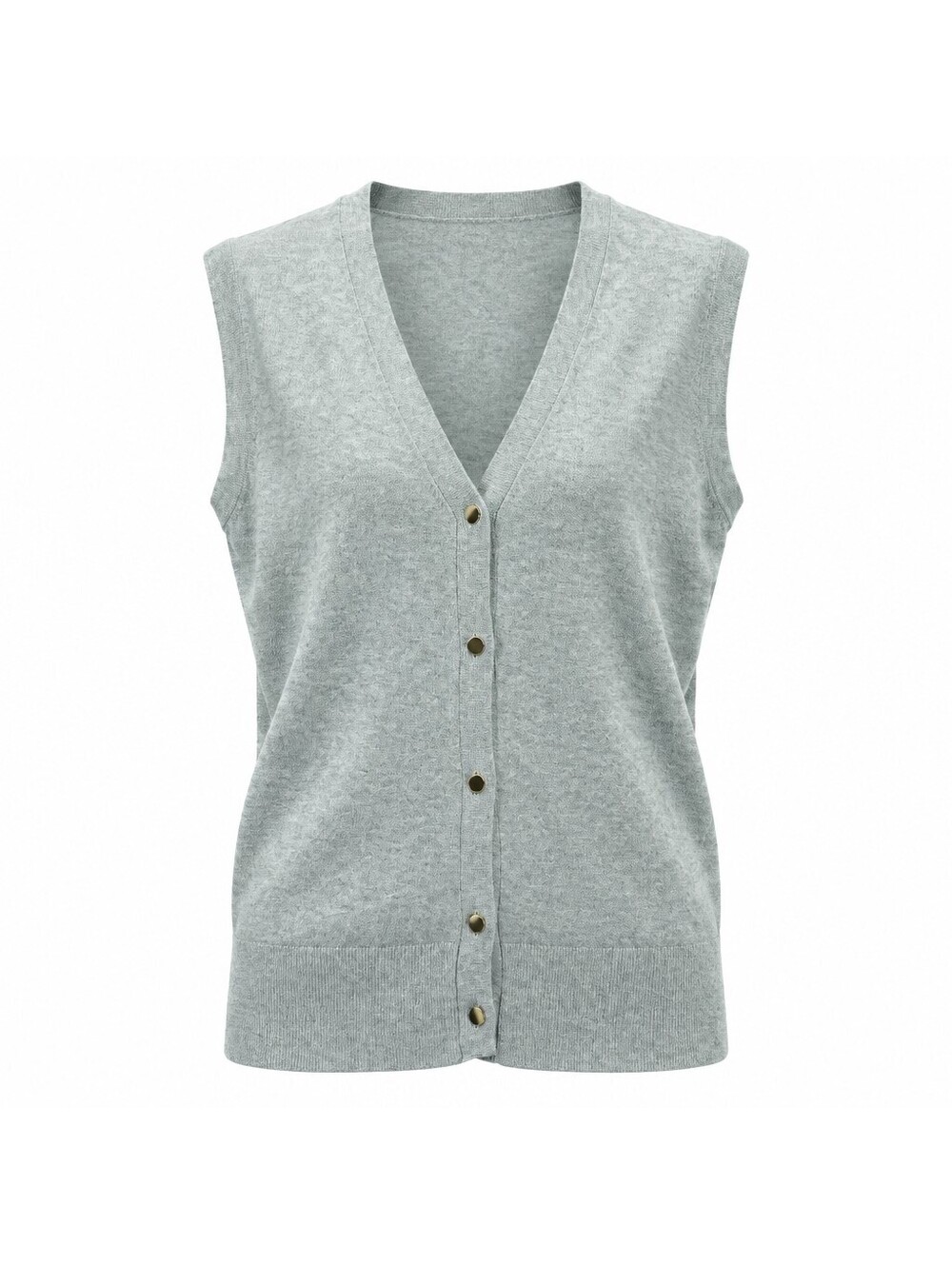 Tahari Gray Sleeveless Button-Up Sweater Vest Medium